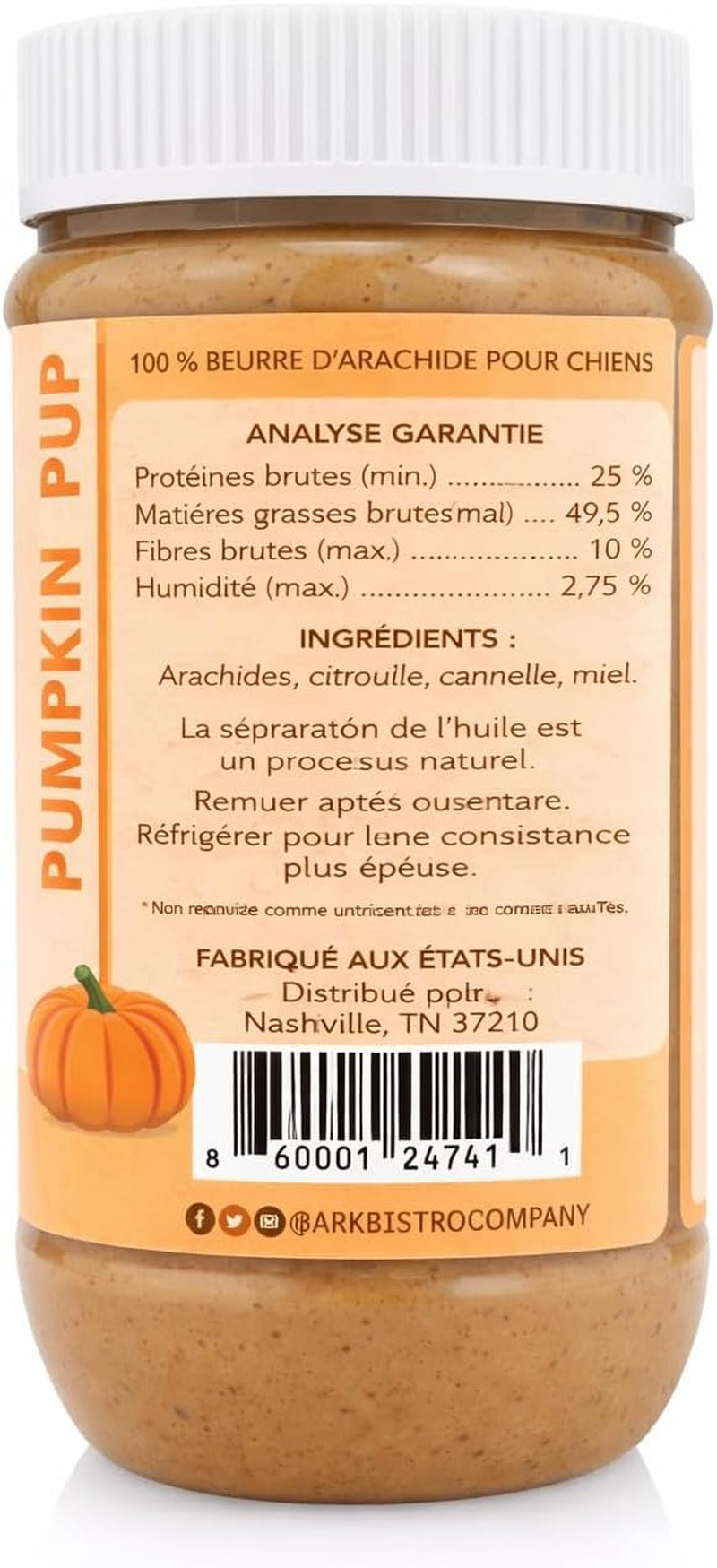 Pumpkin Pup , 100% Natural Dog Peanut Butter, Healthy Peanut Butter Dog Treats, Made in USA, (17Oz Jars)