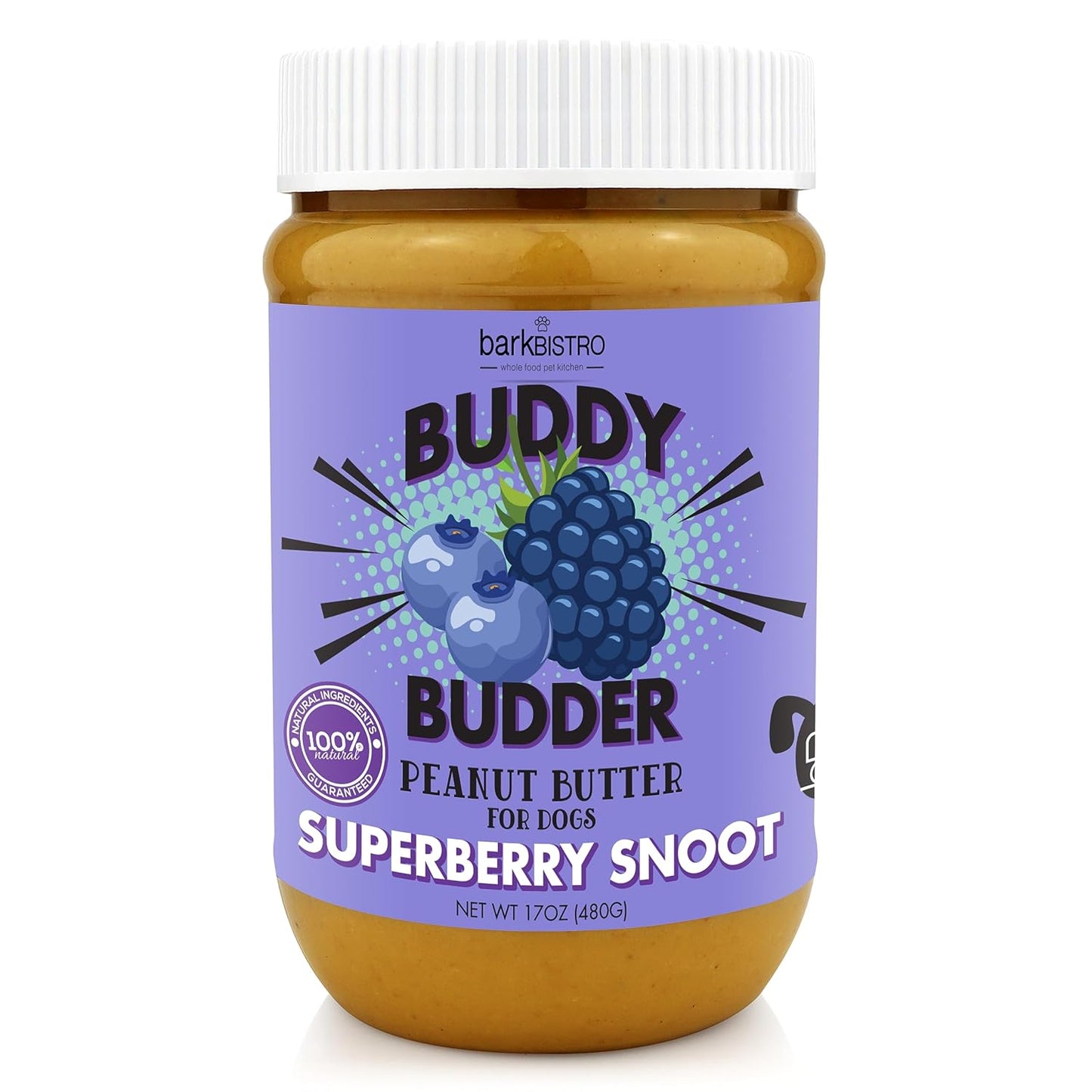 Superberry Snoot, 100% Natural Dog Peanut Butter, Peanut Butter Dog Treat, Made in USA (17Oz)
